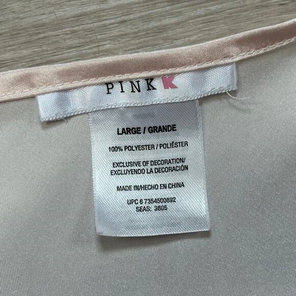 Pink Satin Slip Dress Blush Floral Embroidered Y2K Coquette - Picture 6 of 6